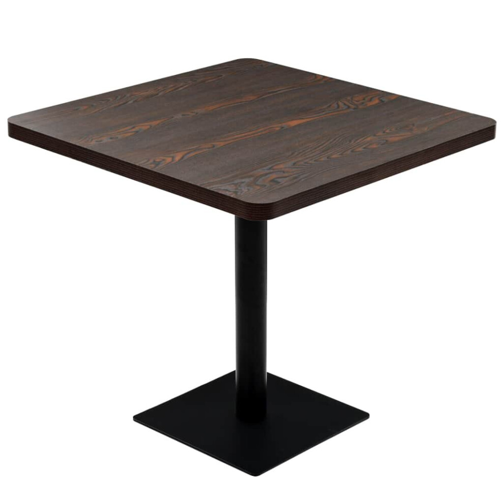 vidaXL Bistro Table MDF and Steel Square 80x80x75cm Dark Ash Kitchen Furniture