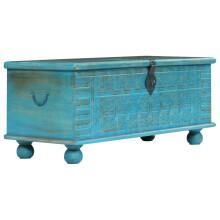 vidaXL Solid Mango Wood Storage Chest Blue 100x40x41cm Organiser Trunk Case