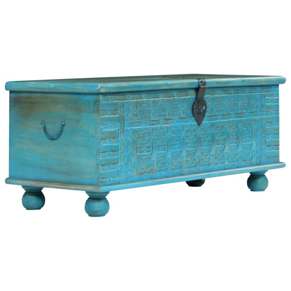 vidaXL Solid Mango Wood Storage Chest Blue 100x40x41cm Organiser Trunk Case