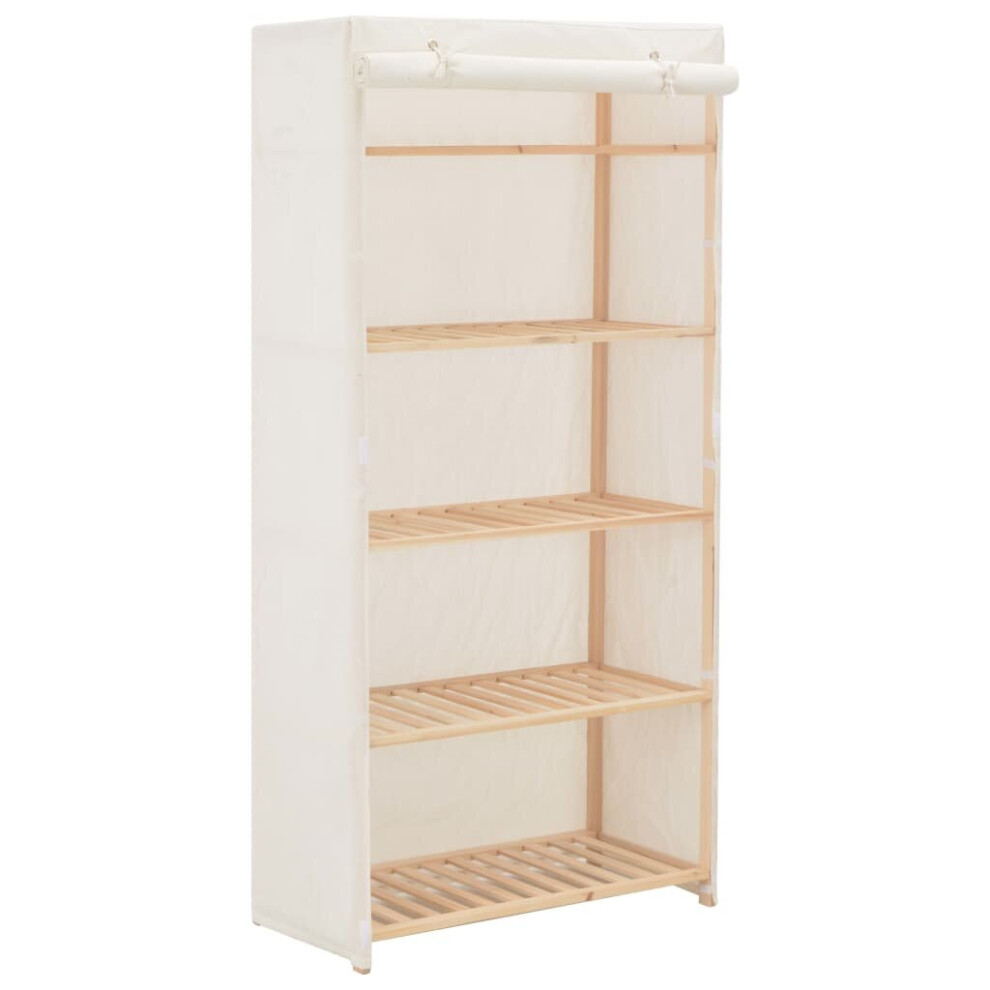 vidaXL Wardrobe White Fabric Clothes Storage Cabinet Organiser Shelves Rack