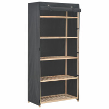 vidaXL Grey Fabric Wardrobe with 4 Shelves & Hanging Rail, Dust-Free Clothes Storage Cabinet 79x40x170 cm (Code: 248191)