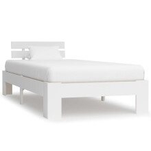 vidaXL Solid Pine Wood Bed Frame White 90x200cm Single Bed Bedroom Furniture