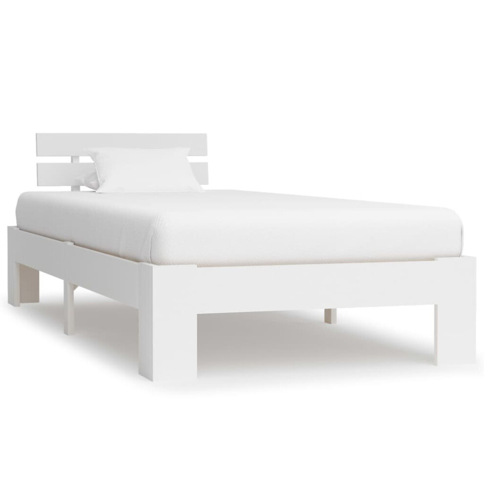 vidaXL Solid Pine Wood Bed Frame White 90x200cm Single Bed Bedroom Furniture