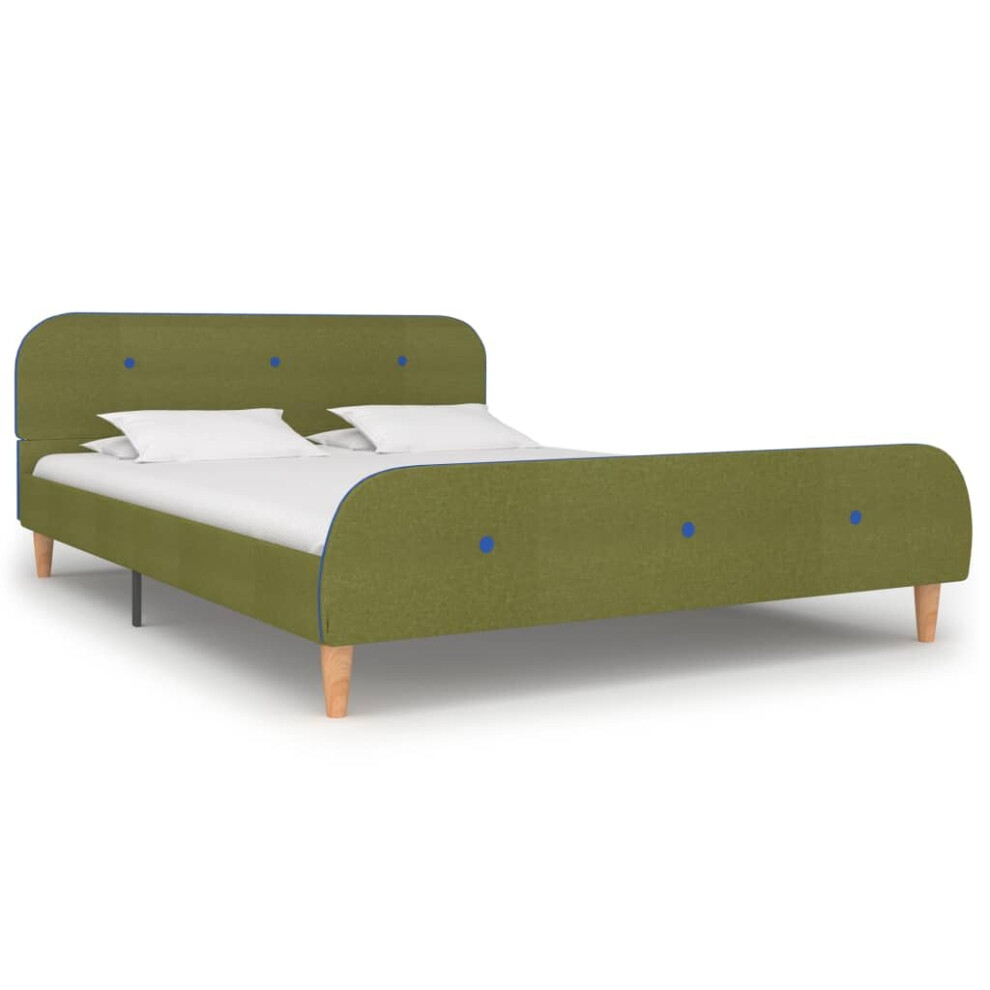 vidaXL Bed Frame Green Fabric 140x200cm Upholstered Double Bedroom Furniture