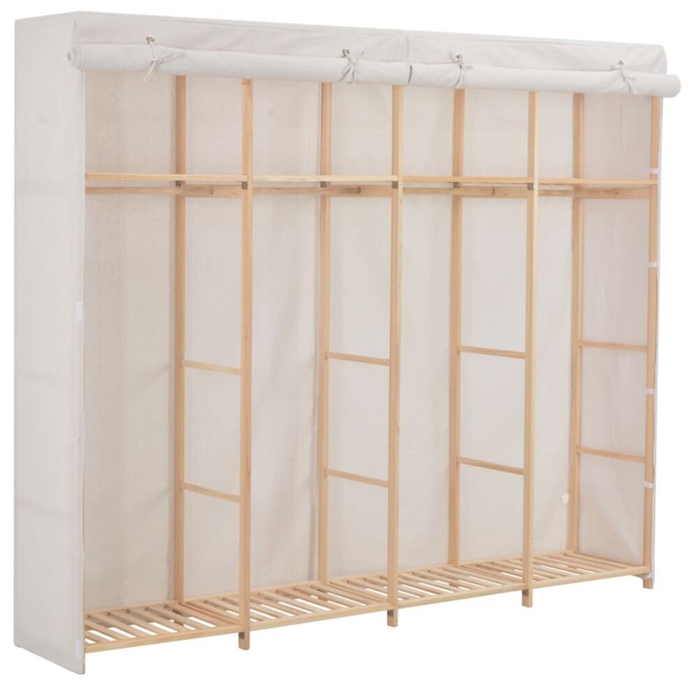 vidaXL Wardrobe White 200cm Fabric Clothes Storage Cupboard Cabinet Organiser