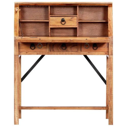 VidaXL vidaXL Solid Acacia Wood Writing Desk 90cm Computer Writing Desk Workstation 1