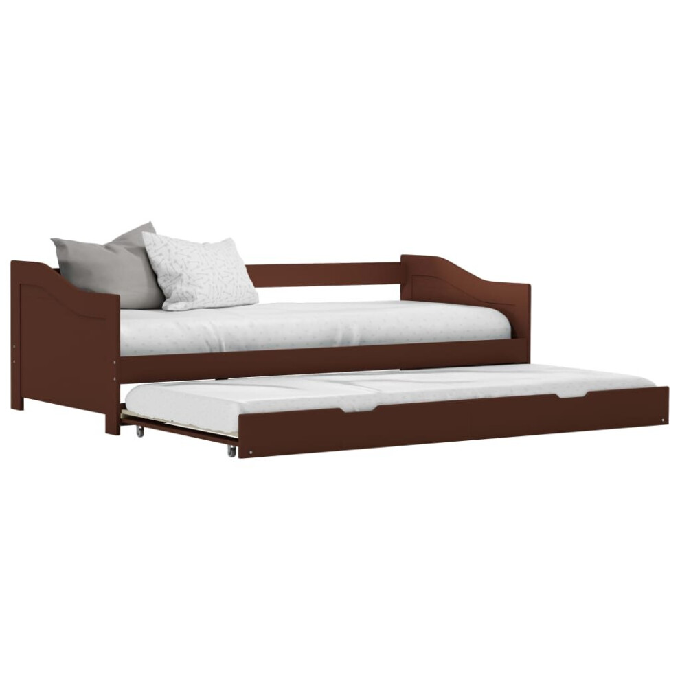 vidaXL Pull-out Sofa Bed Frame Dark Brown Pinewood 90x200cm Sleepover Beds