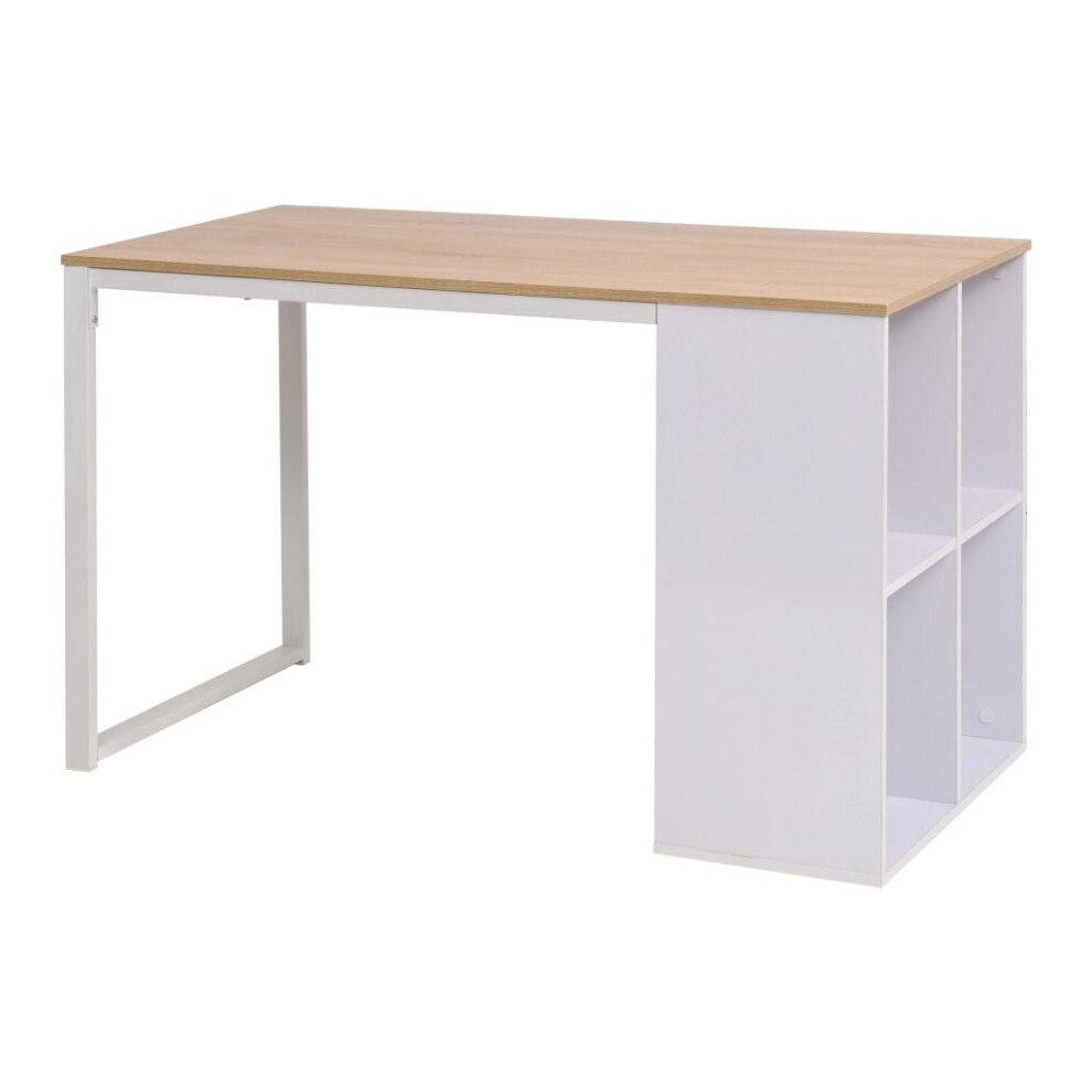 Vidaxl Writing Desk Oak And White Home Office Computer Study Table Furniture