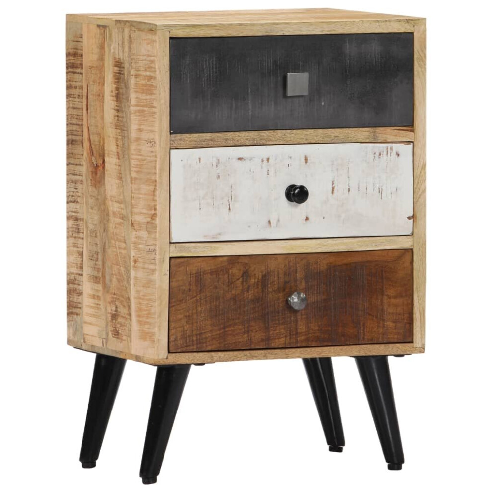 Vidaxl Solid Mango Wood Bedside Cabinet 3 Drawers Nightstand Side Cabinet