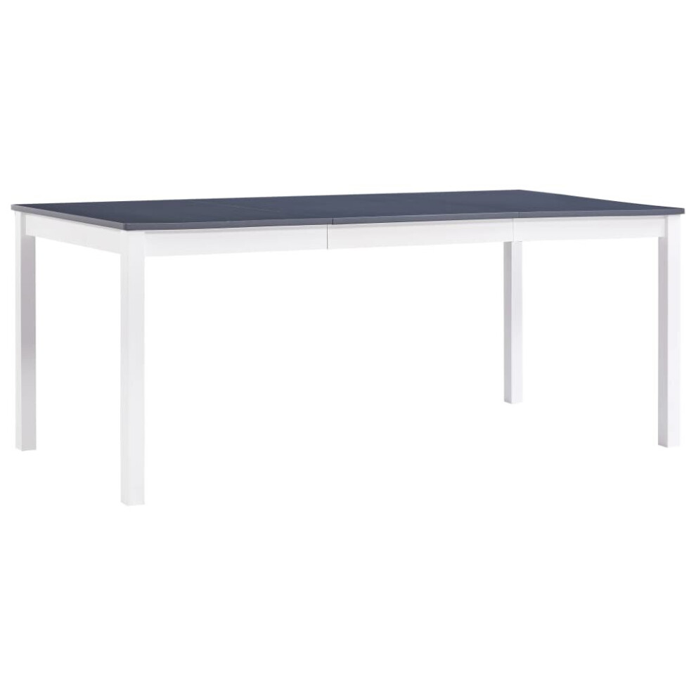 vidaXL Dining Table White and Grey Pinewood Kitchen Dining Room Home Furniture