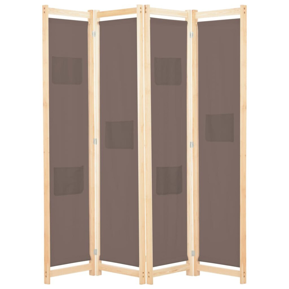 Vidaxl 4-Panel Room Divider Brown 160X170cm Fabric Privacy Screen Partition