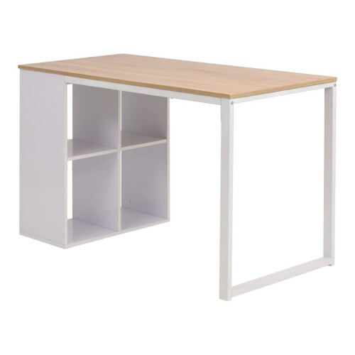 VidaXL vidaXL Writing Desk Oak and White Home Office Computer Study Table Furniture 2