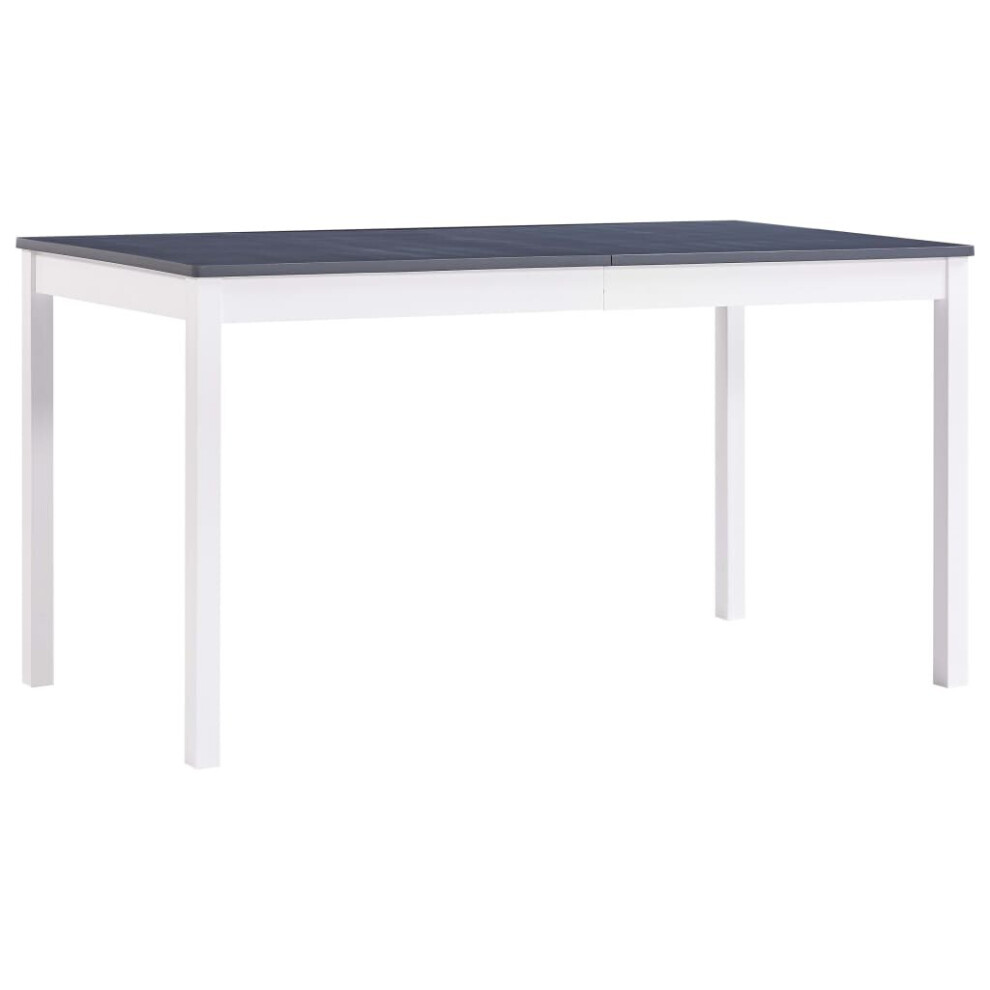 vidaXL Dining Table White And Grey Pinewood Kitchen Dining Room Home Furniture