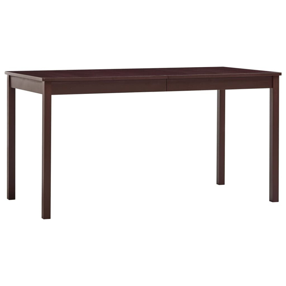 vidaXL Dining Table Dark Brown Pinewood Kitchen Dining Room Home Furniture
