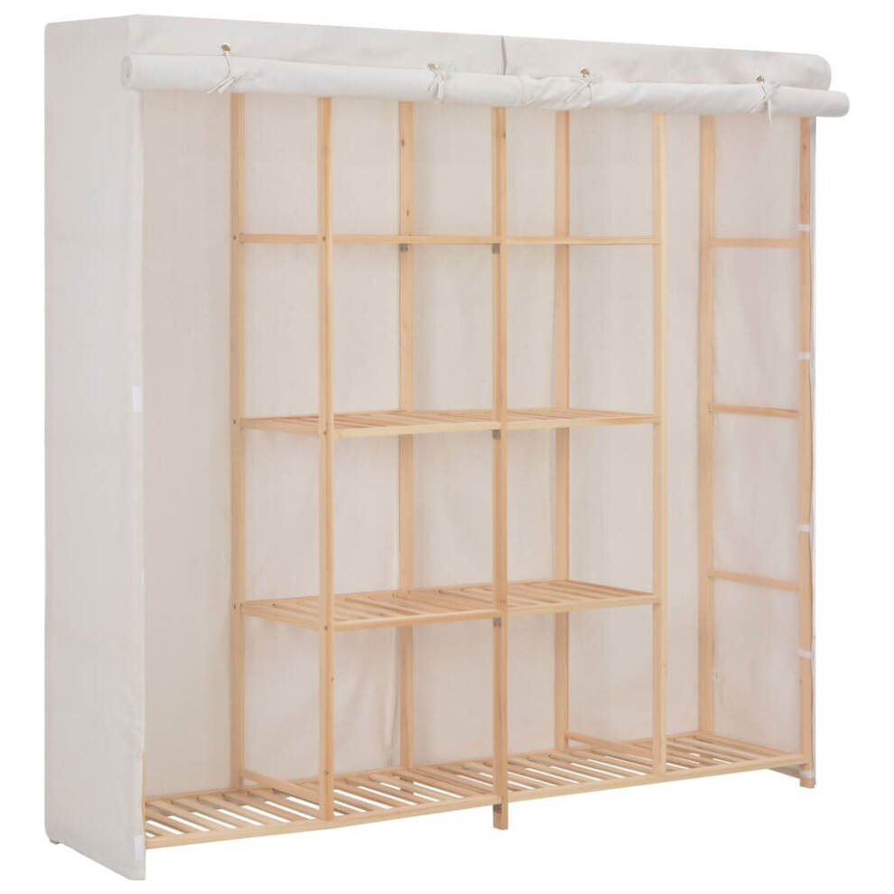 vidaXL Wardrobe White 173cm Fabric Clothes Storage Cupboard Cabinet Organiser