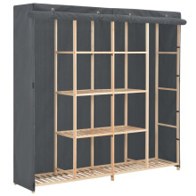 vidaXL Wardrobe Grey 173cm Fabric Clothes Storage Cupboard Cabinet Organiser