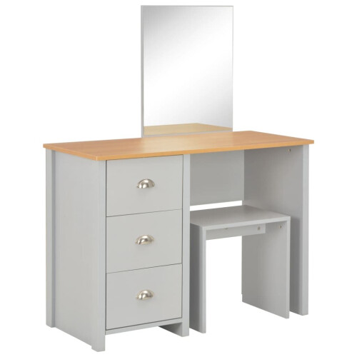 VidaXL vidaXL Dressing Table with Mirror and Stool Grey Home Cosmetic Vanity Table 1
