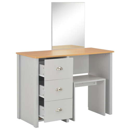 VidaXL vidaXL Dressing Table with Mirror and Stool Grey Home Cosmetic Vanity Table 2