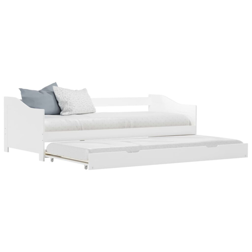 vidaXL Pull-out Sofa Bed Frame White Pinewood 90x200cm Guest Sleepover Beds