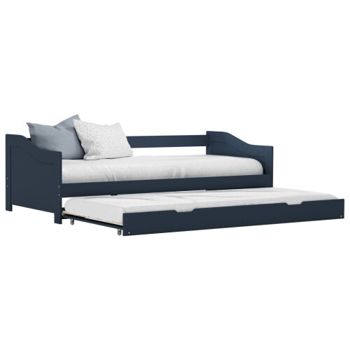 VidaXL vidaXL Pull-out Sofa Bed Frame Grey Pinewood 90x200cm Guest Sleepover Beds