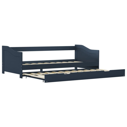 VidaXL vidaXL Pull-out Sofa Bed Frame Grey Pinewood 90x200cm Guest Sleepover Beds 1