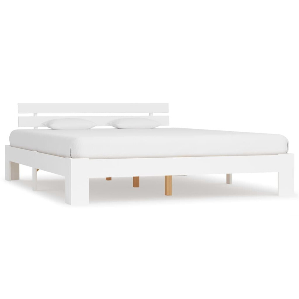 vidaXL Solid Pine Wood Bed Frame White 160x200cm Double Bed Bedroom Furniture