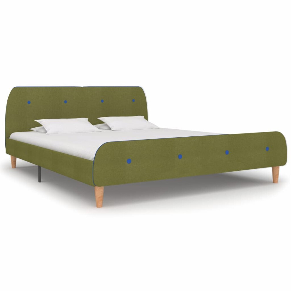 vidaXL Bed Frame Green Fabric 160x200cm Upholstered Double Bedroom Furniture