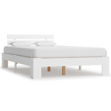 vidaXL Solid Pine Wood Bed Frame White 140x200cm Double Bed Bedroom Furniture