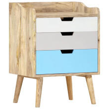 vidaXL Solid Mango Wood Bedside Cabinet 63cm Bedroom Living Room Nightstand