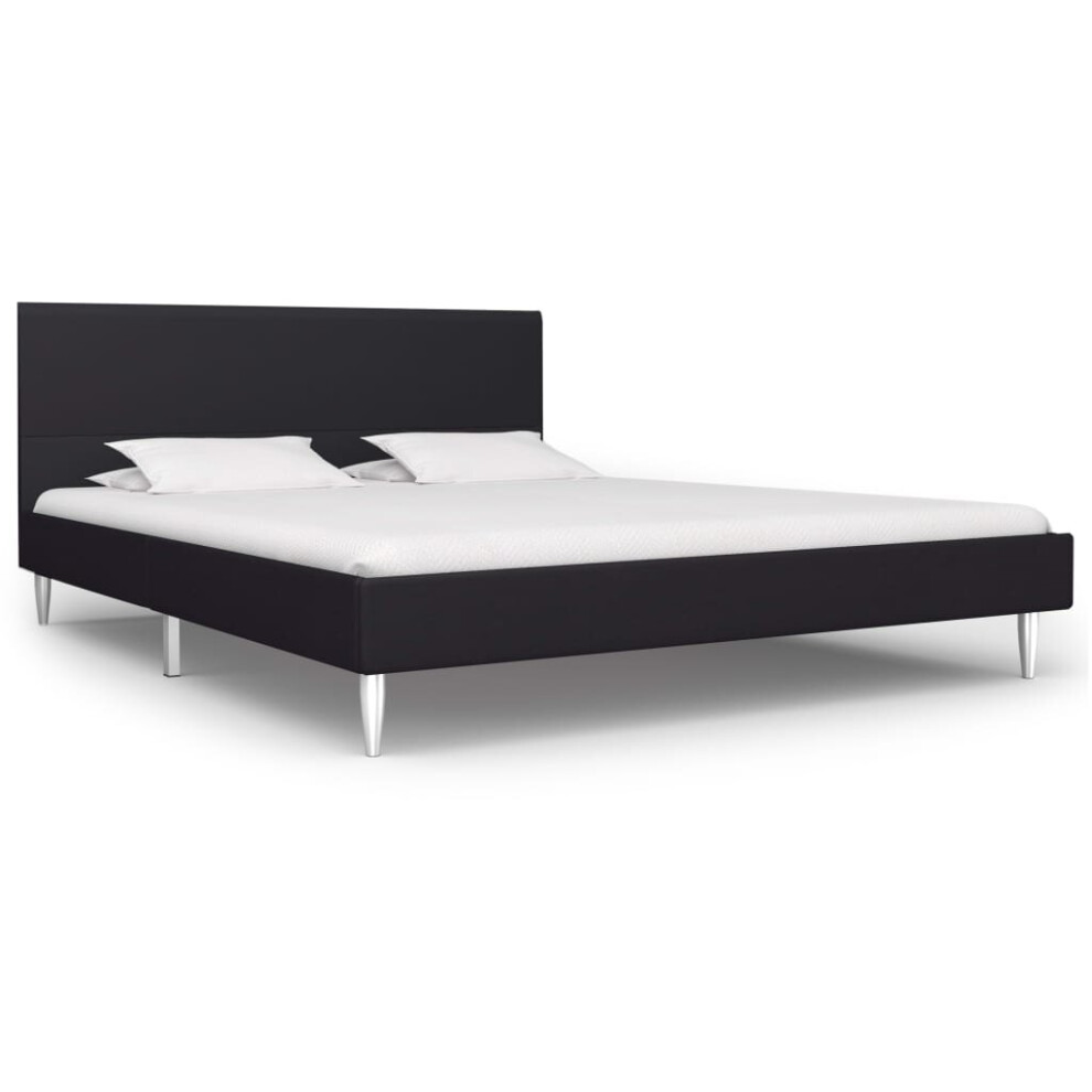 vidaXL Bed Frame without Mattress Home Bed Base Black Fabric 135x190 cm Double