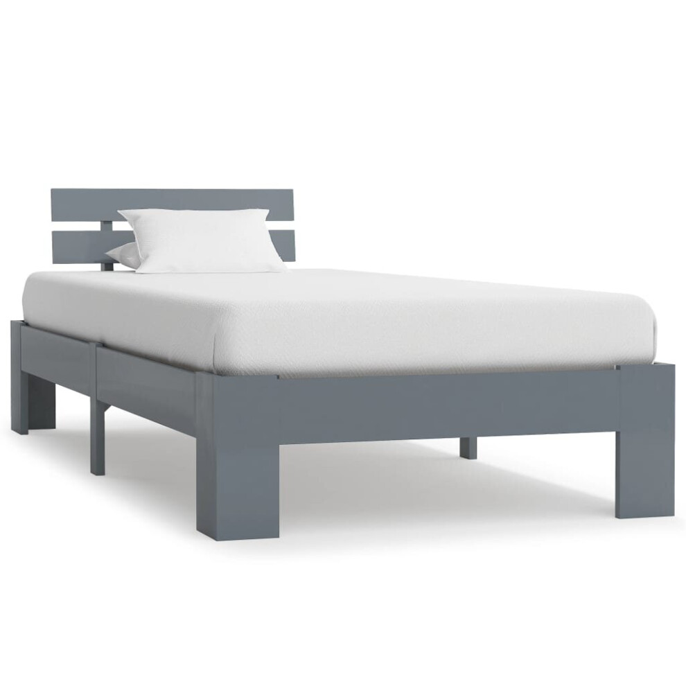 vidaXL Solid Pine Wood Bed Frame Grey 90x200cm Single Bed Bedroom Furniture