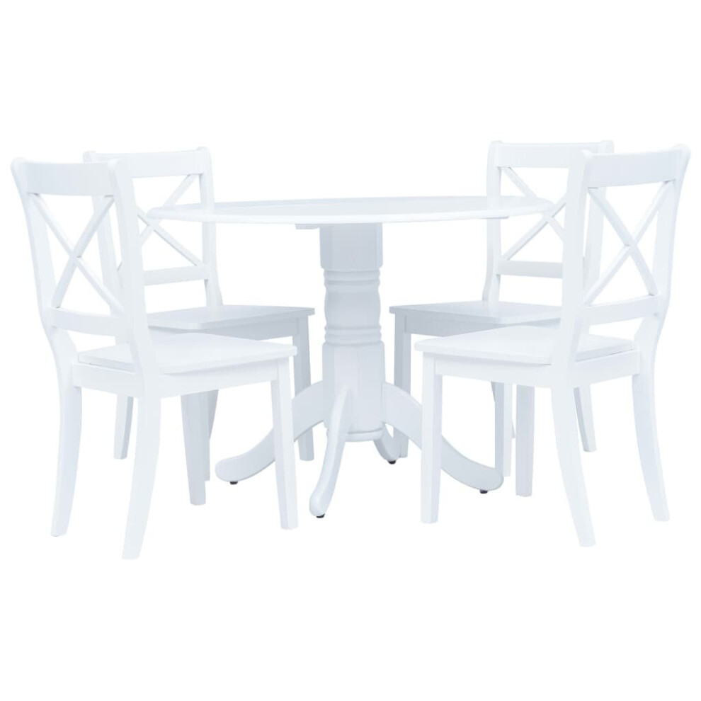 vidaXL Dining Set 5 Pieces Solid Rubber Wood White Dinner Set Furniture Set