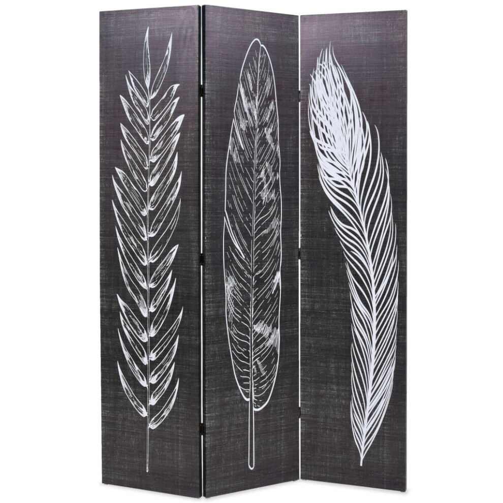 Vidaxl Folding Room Divider 120X170cm Feathers Black And White Paravent Screen