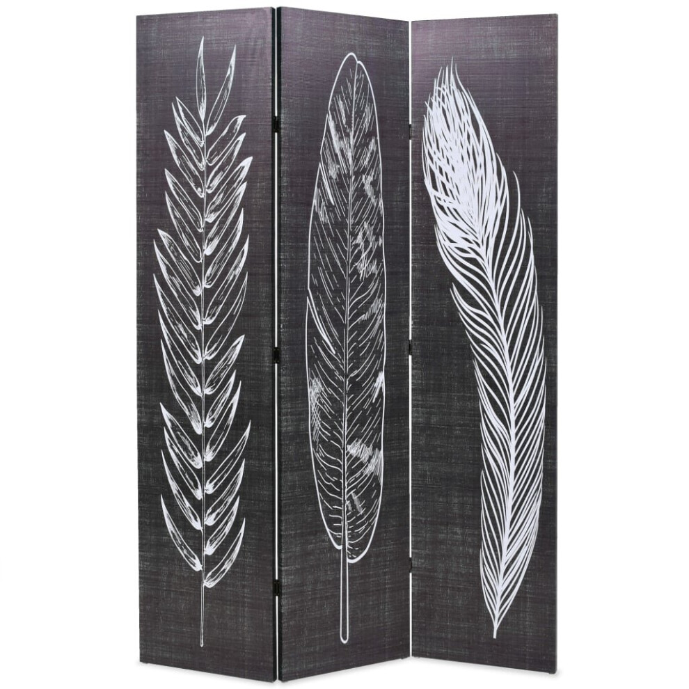 vidaXL Folding Room Divider 120x170cm Feathers Black and White Privacy Screen