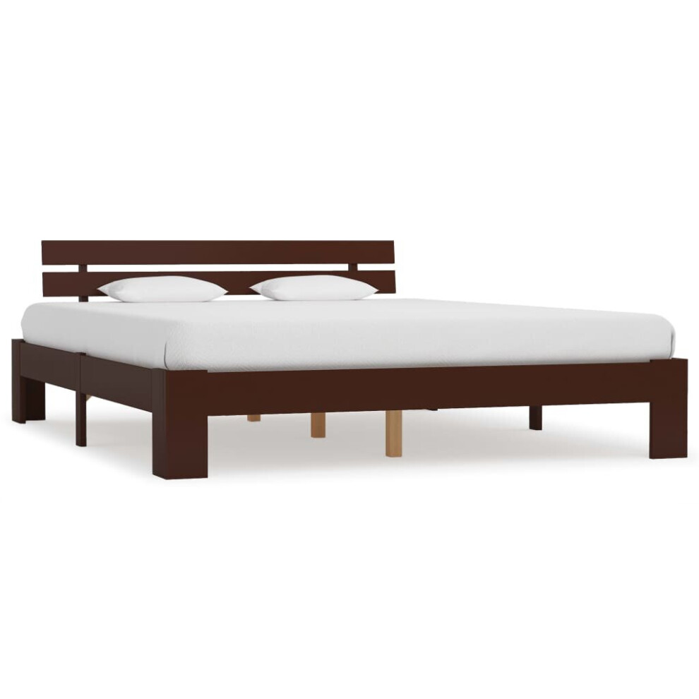 vidaXL Solid Pine Wood Bed Frame Dark Brown 160x200cm Double Bed Furniture