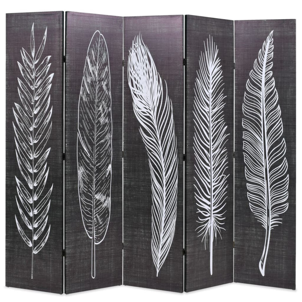 Vidaxl Folding Room Divider 200X170cm Feathers Black And White Paravent Screen