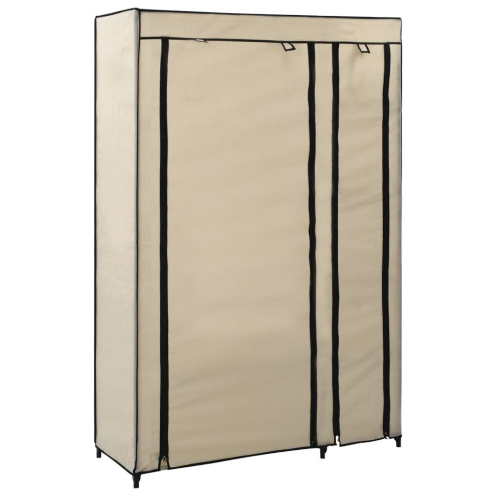 Vidaxl Folding Wardrobe Fabric Clothes Storage Cabinet Organiser Shelves Cream