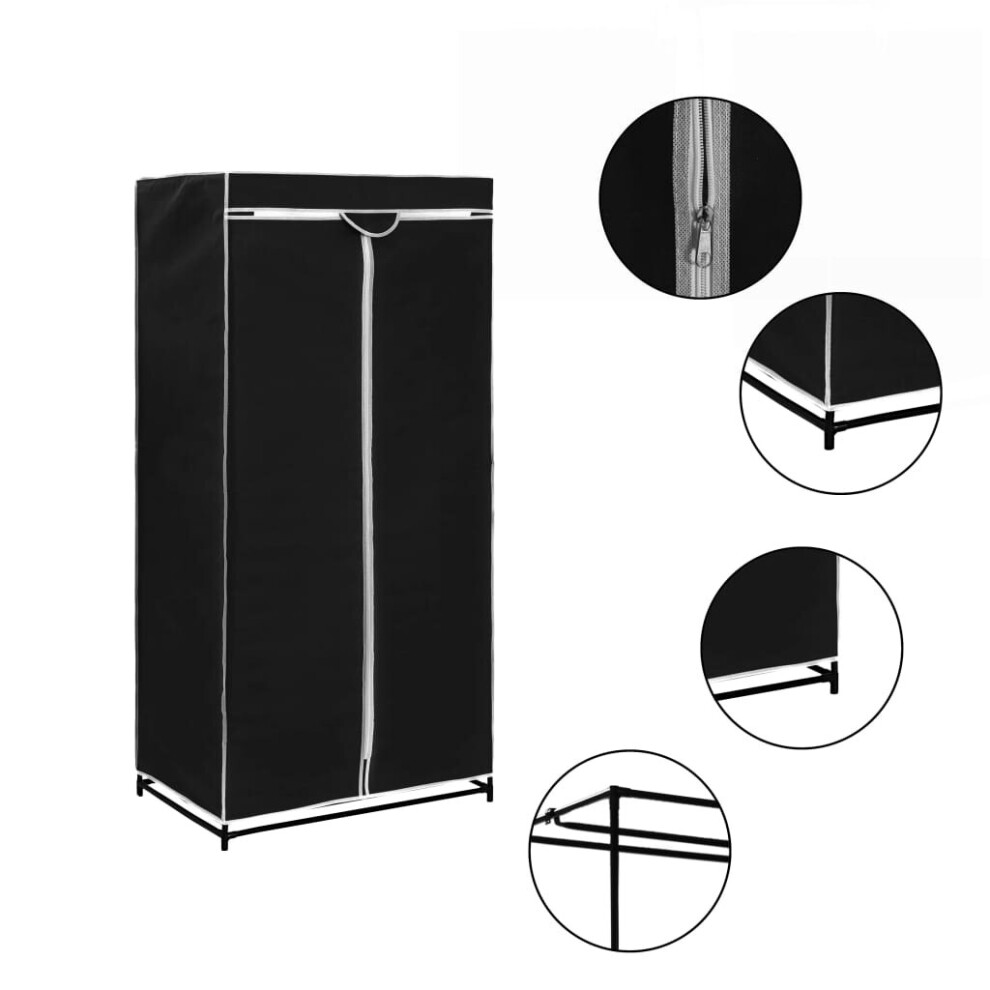vidaXL Wardrobe Black Closet Clothes Storage Organiser Cabinet Rack Shelves