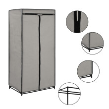vidaXL Wardrobe Grey Closet Clothes Storage Organiser Cabinet Rack Shelves
