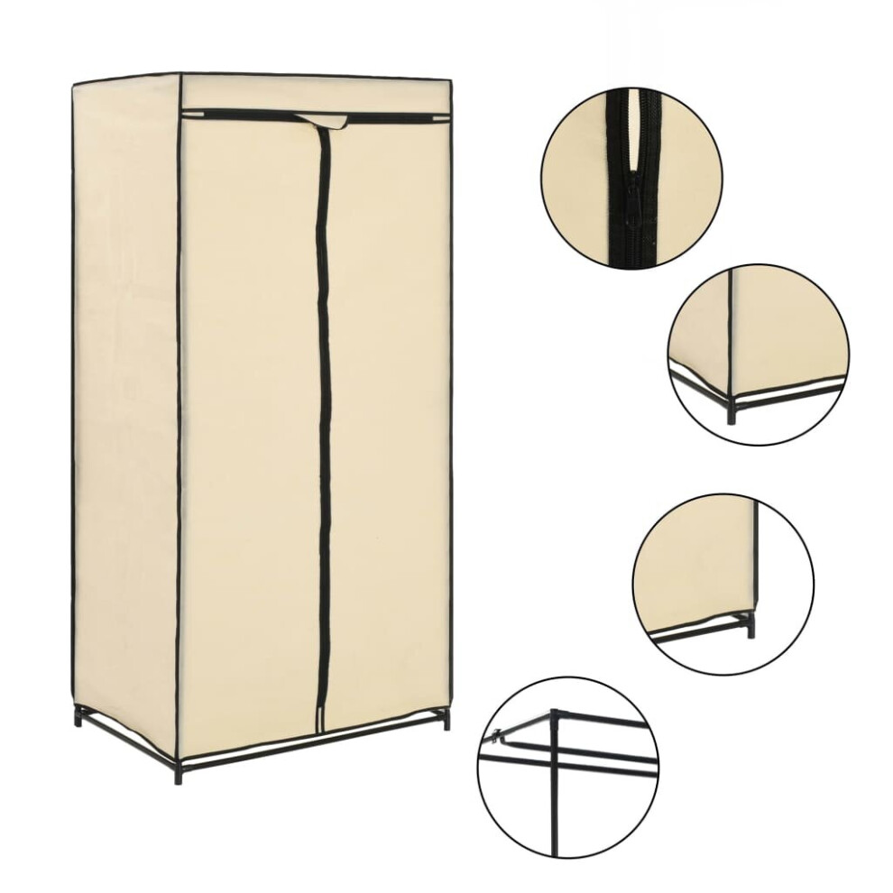 vidaXL Wardrobe Cream Closet Clothes Storage Organiser Cabinet Rack Shelves