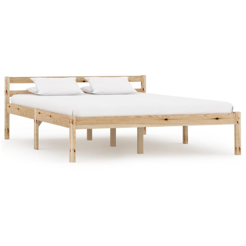 vidaXL Solid Pine Wood Bed Frame 140x200cm Modern Single Bed Bedroom Furniture