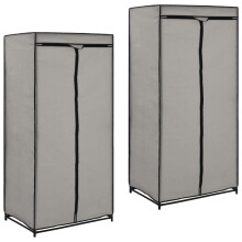 vidaXL 2x Wardrobes Grey Closet Clothes Storage Organiser Cabinet Rack Shelves