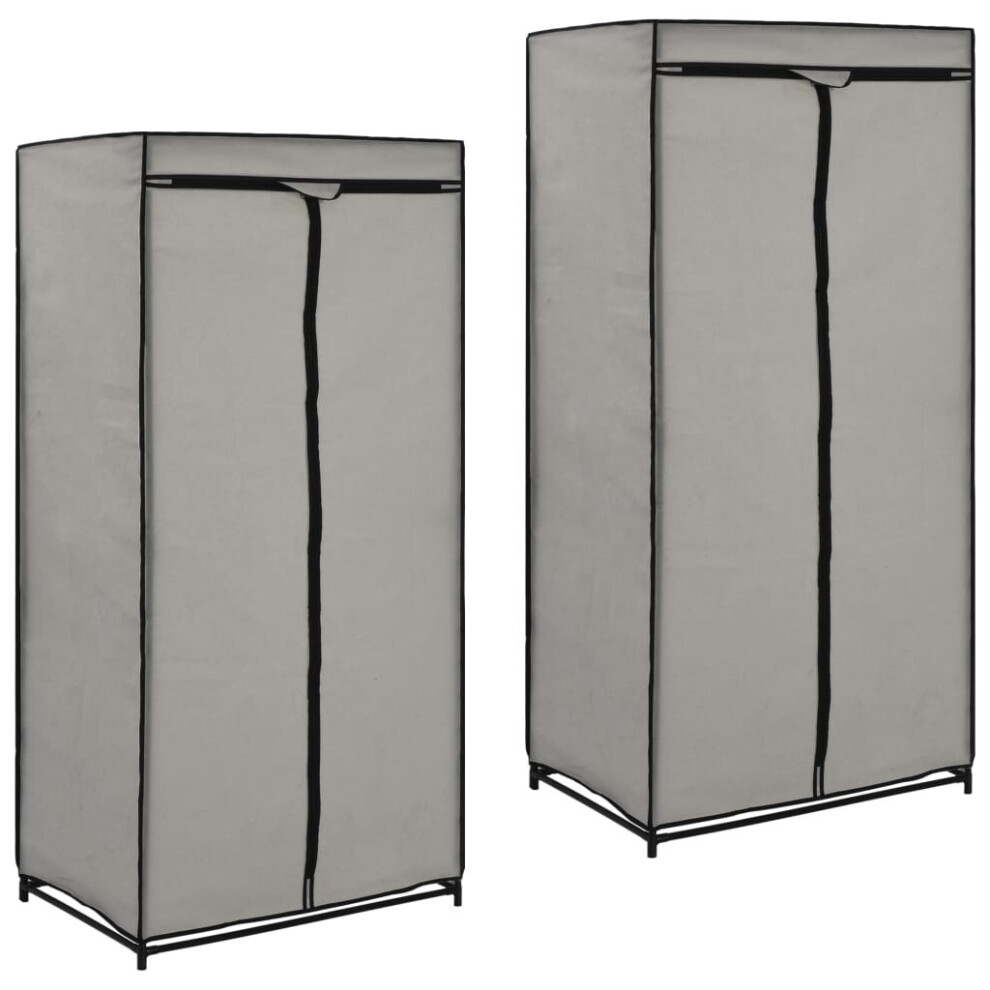 Vidaxl 2X Wardrobes Closet Clothes Storage Organiser Cabinet Rack Shelves Grey