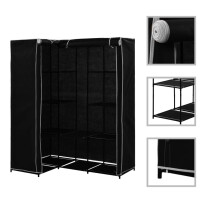 vidaXL Corner Wardrobe Black Clothing Garment Stand Storage Cupboard Organiser