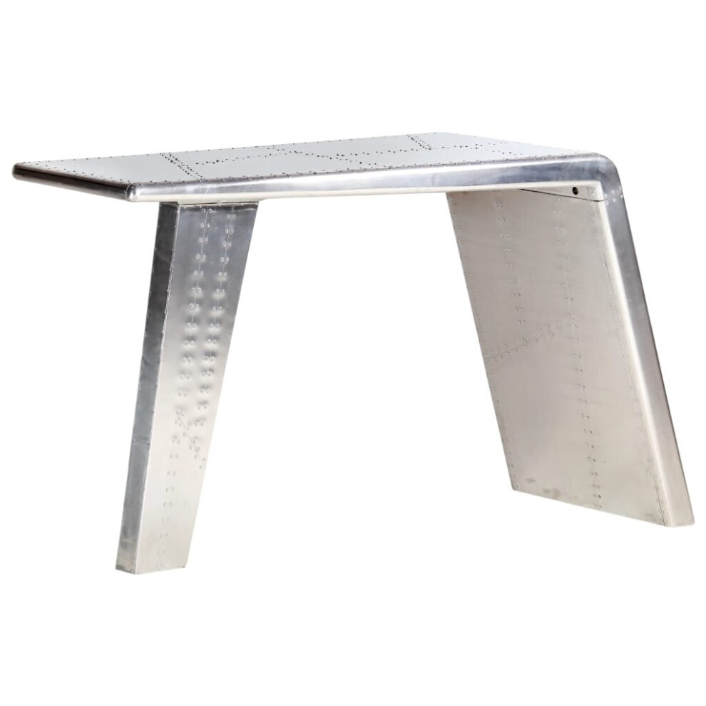 vidaXL Aviator Desk Silver Metal Jet Wing Inspired Computer Writing Table