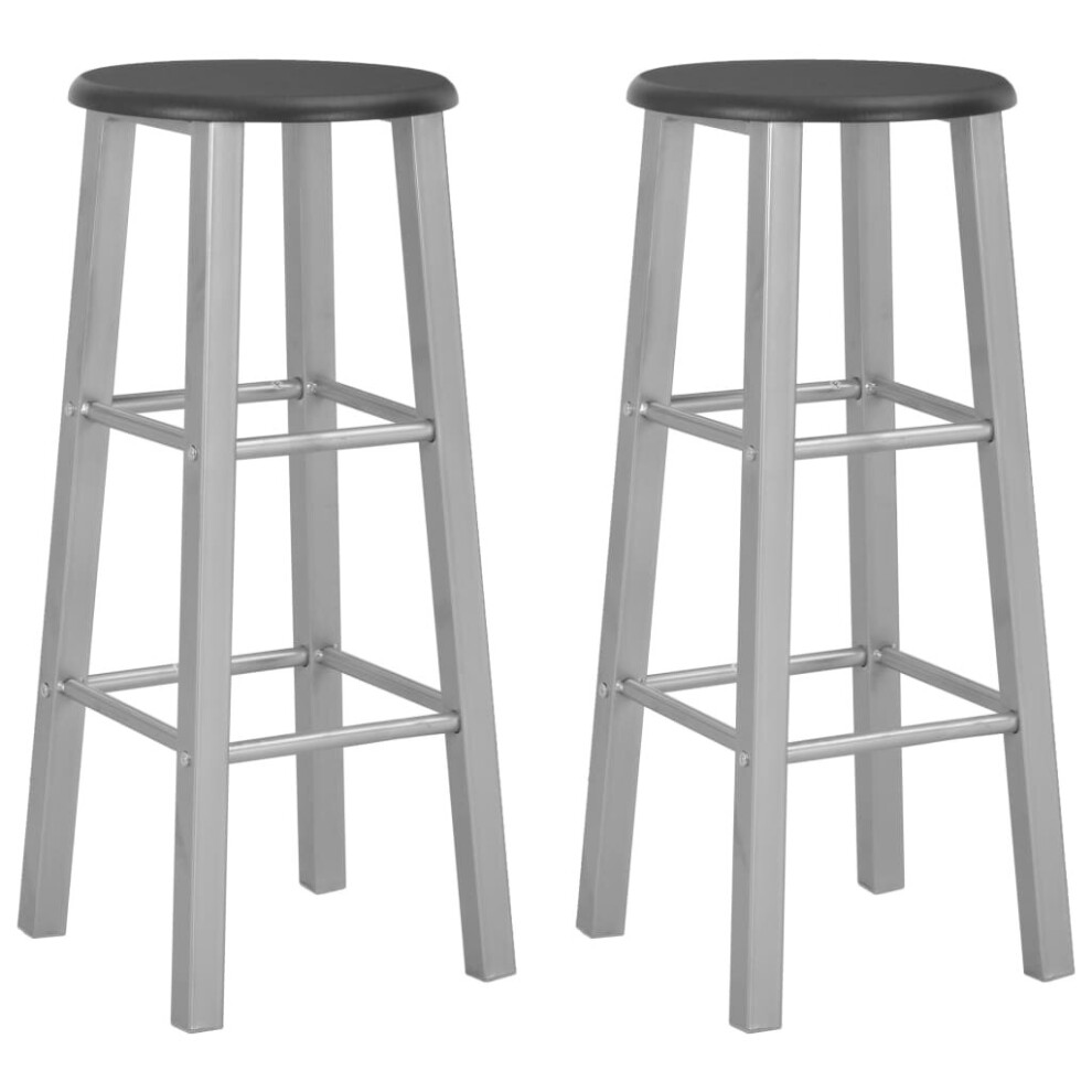 vidaXL 2x Bar Stools Silver MDF Bar Seats Stools Bar Furniture Counter Stools