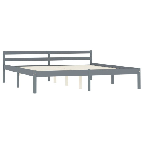 VidaXL vidaXL Bed Frame Bed Base Bedstead Grey Solid Pine Wood 180x200 cm Super King 1