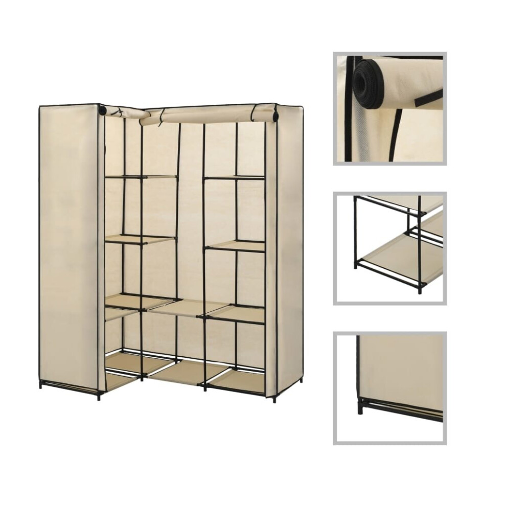 vidaXL Corner Wardrobe Cream Clothing Garment Stand Storage Cupboard Organiser
