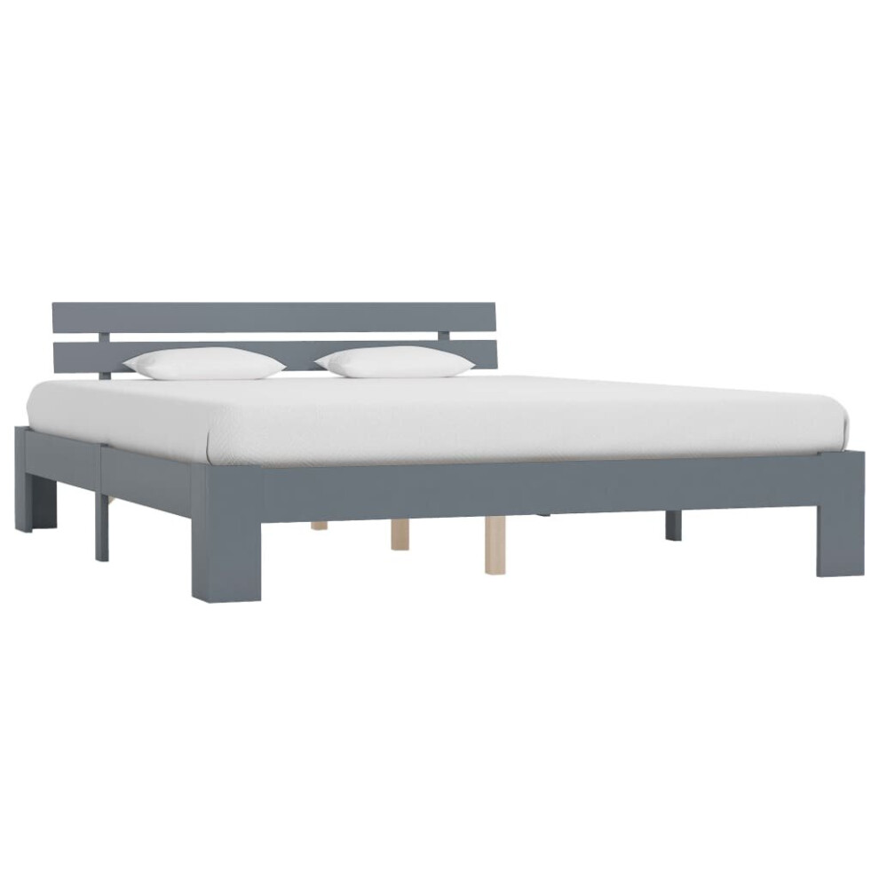 vidaXL Solid Pine Wood Bed Frame Grey 180x200cm 6FT Super King Home Bedroom