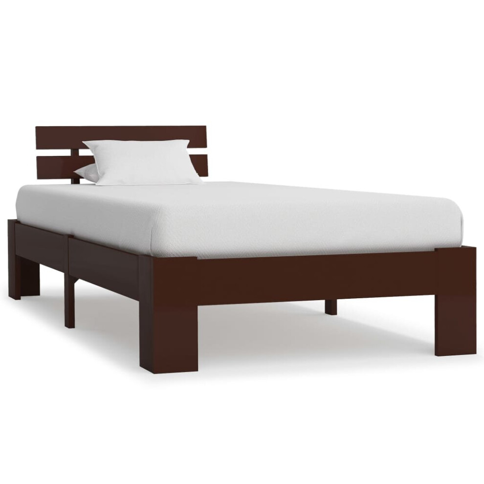 vidaXL Solid Pine Wood Bed Frame Dark Brown 90x200cm Single Bed Furniture